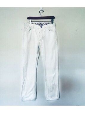 Buffalo Jeans 32R Men's White Straight-Leg Jeans Embroidered Summer Western